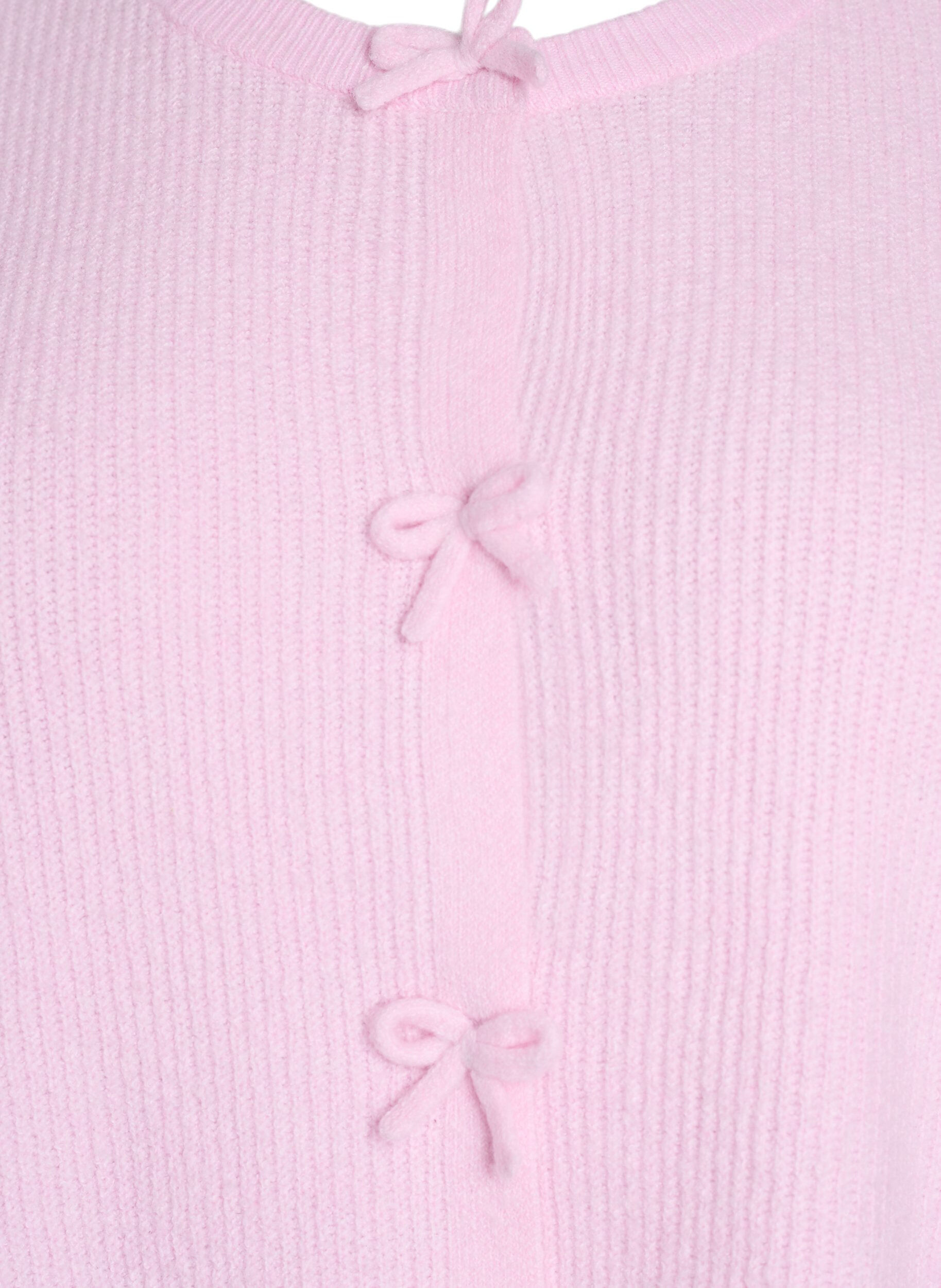 ZizziKurz&auml;rmelige Strickjacke mit Schleifen, Pink, Packshot image number 2