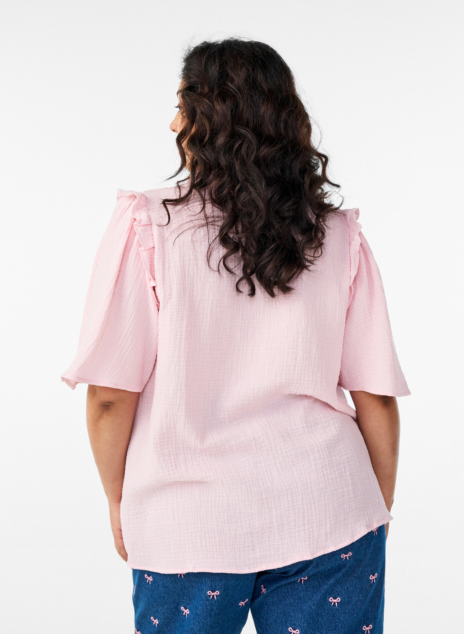 ZizziBluse aus Baumwoll-Musselin mit Broderie Anglaise und 1/2-&Auml;rmeln, Rot, Model image number 2