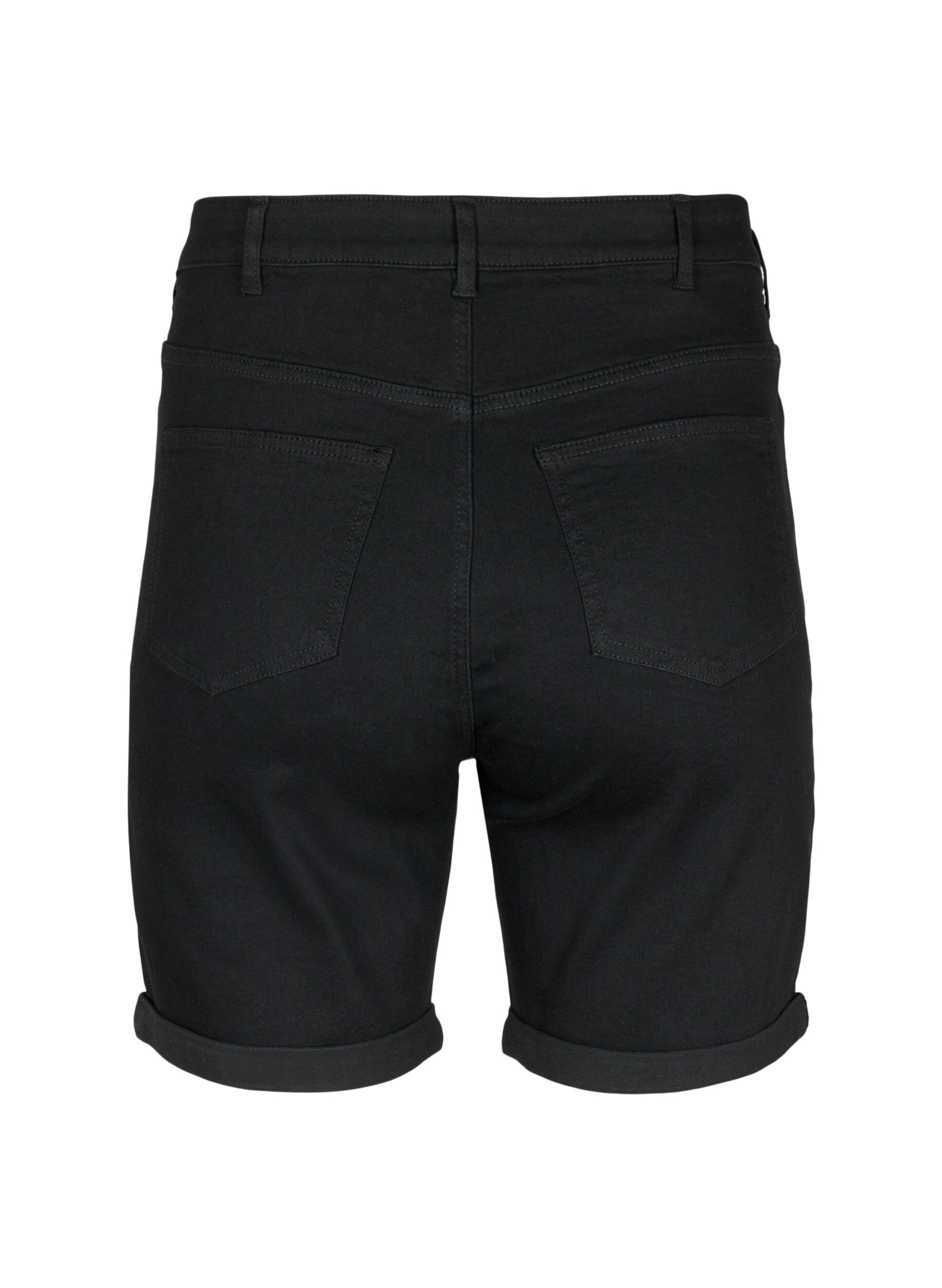 ZizziEng anliegende Denim-Shorts mit hoher Taille, Black, Packshot image number 1