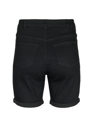 Eng anliegende Denim-Shorts mit hoher Taille, Black, Packshot image number 1