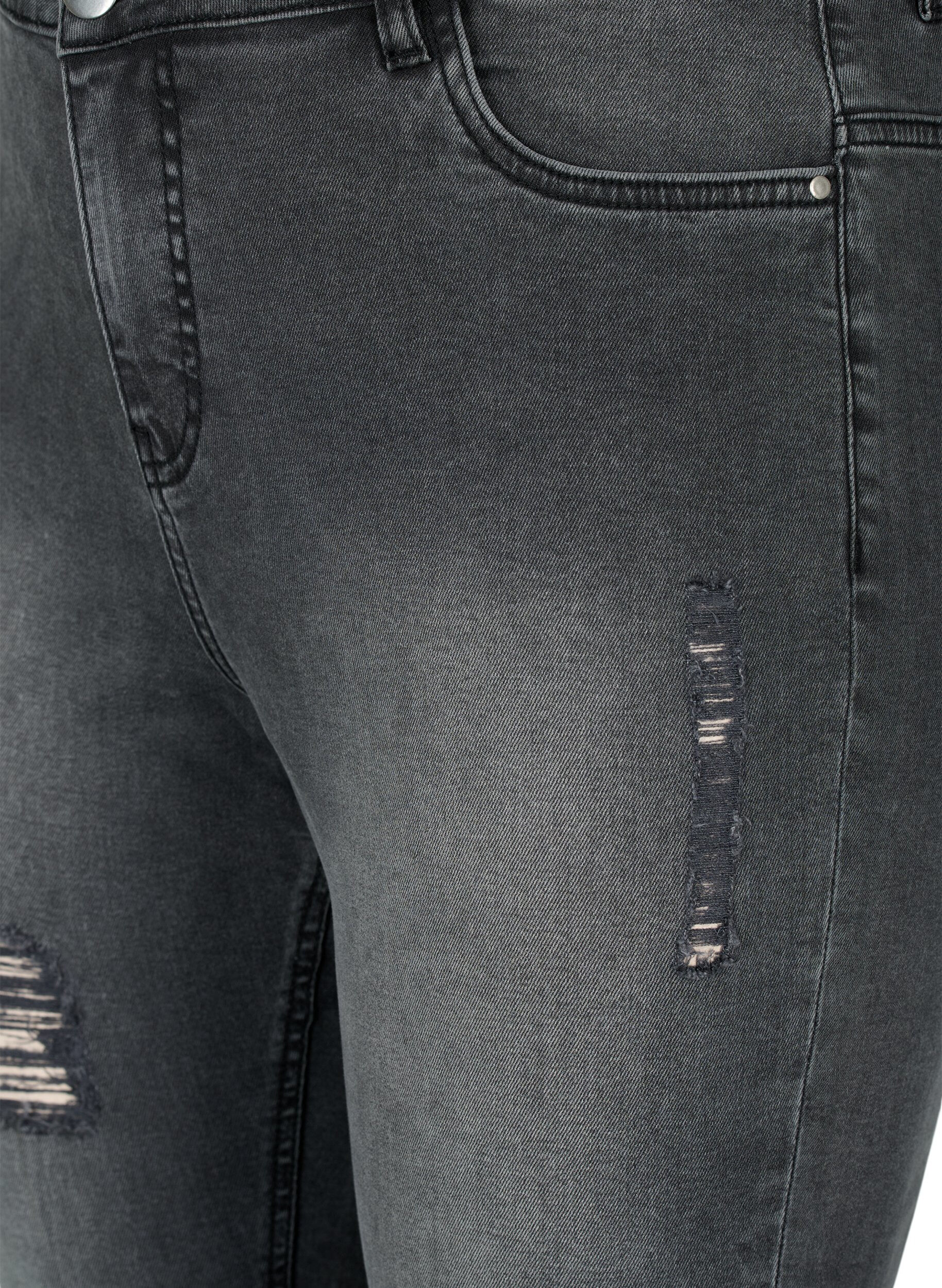 ZizziEng anliegende Jeans mit Schlitzen, Grey Denim, Packshot image number 2