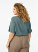 Kurz&auml;rmelige, gewebte Bluse mit Rundhals, Gr&uuml;n, Model image number 2