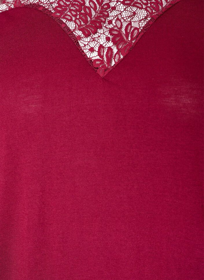 Bluse mit Spitzeneinsatz und Ballon&auml;rmeln, Rot, Packshot image number 2