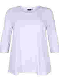Basic T-Shirt aus Baumwolle mit 3/4-Ärmeln, Bright White, Packshot