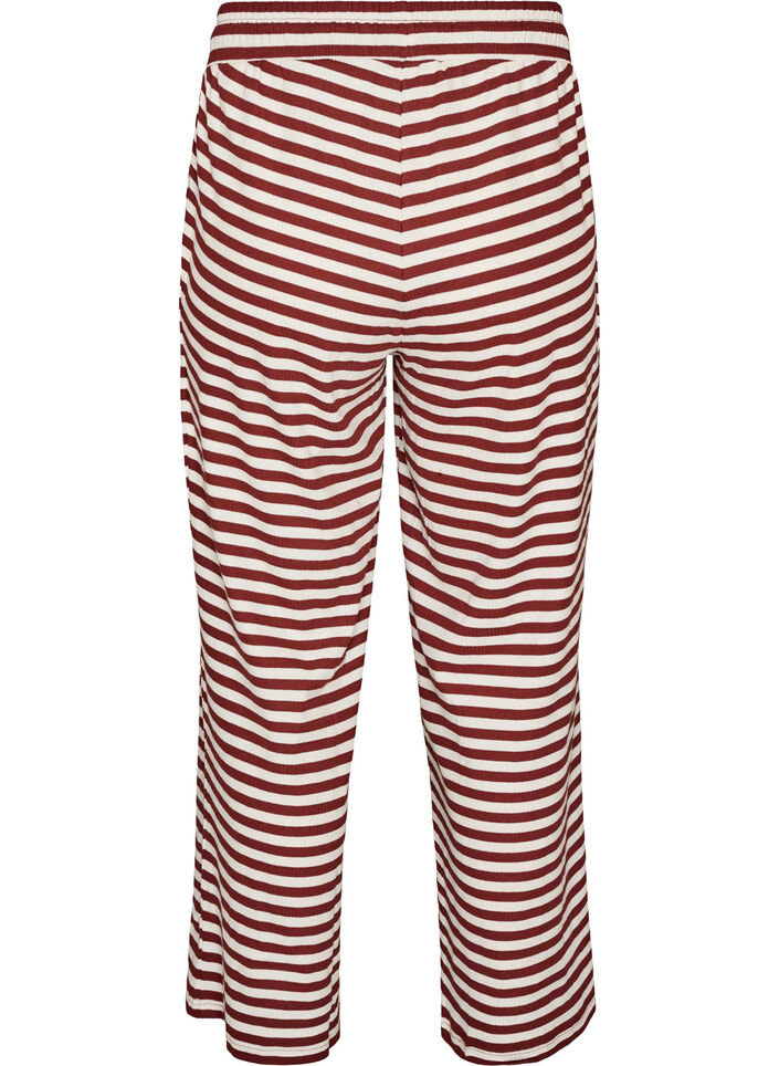 Gestreifte Schlafanzughose mit hoher Taille und weiten Beinen, Rot, Packshot image number 1