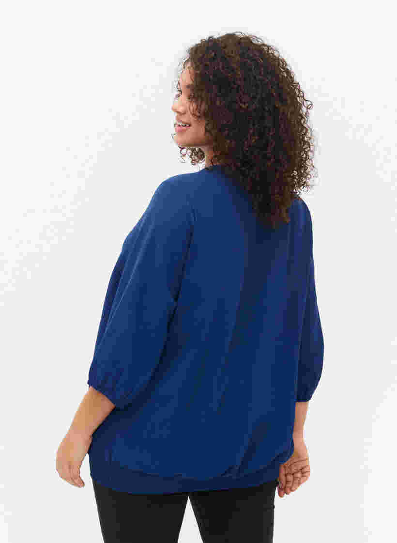 Bluse mit Smok und 3/4-Ärmeln, Blue Depths, Model image number 1