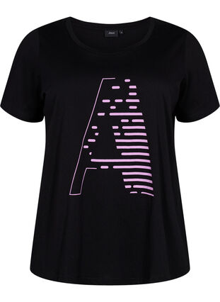 Trainings-T-Shirt mit Print, Black w. Purple A, Packshot image number 0