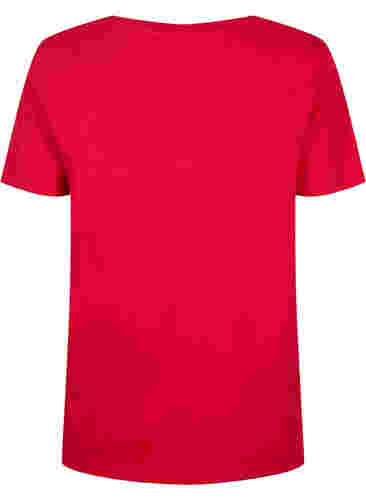 T-Shirt aus Baumwolle mit Broderi anglaise, Tango Red, Packshot image number 1
