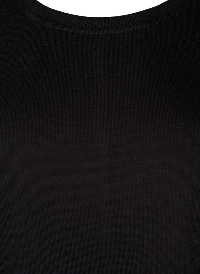 Einfarbige Bluse mit Perlen, Black, Packshot image number 2