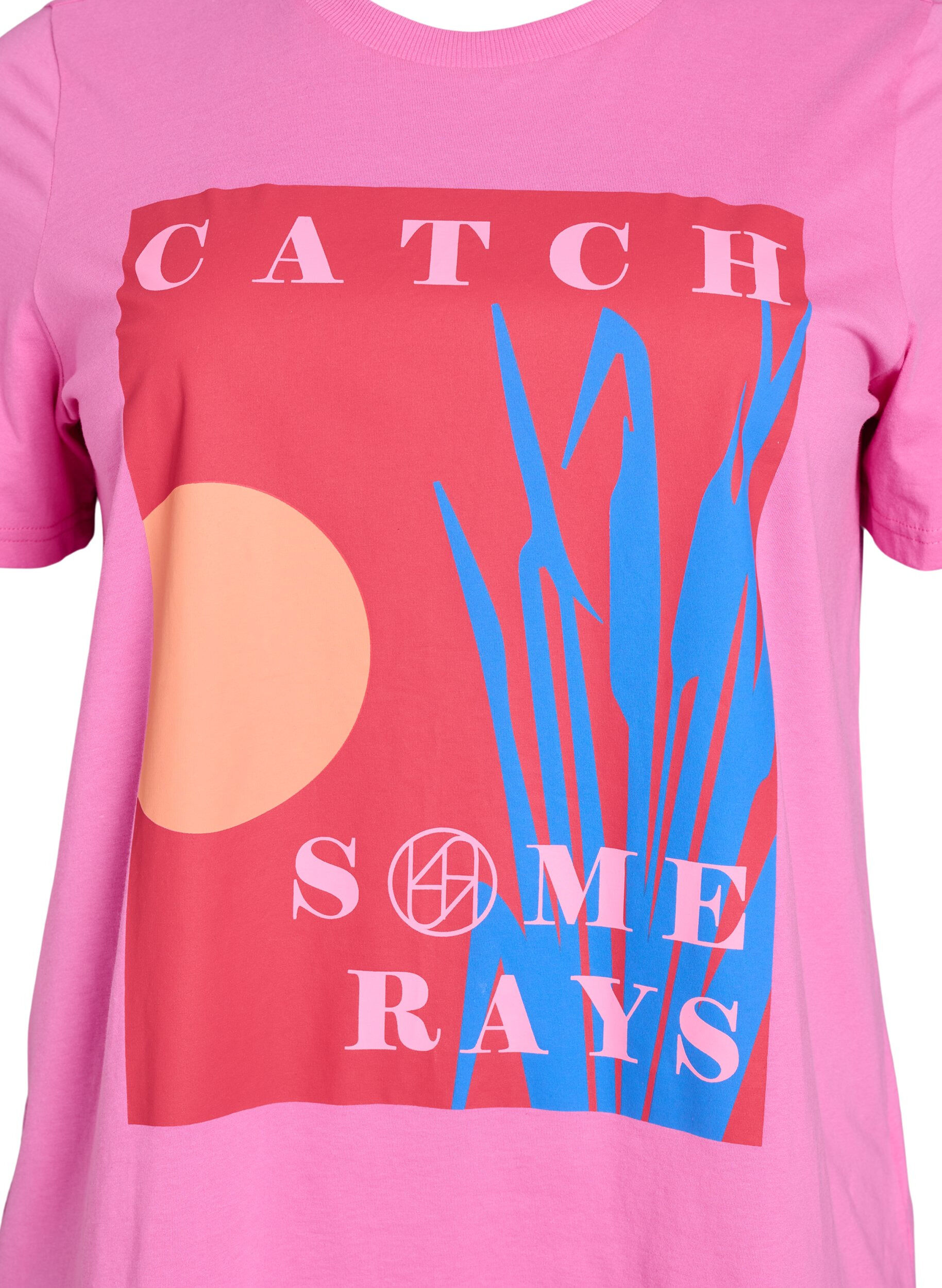 ZizziT-Shirt mit einem grafischen Sommermotiv, Pink, Packshot image number 2