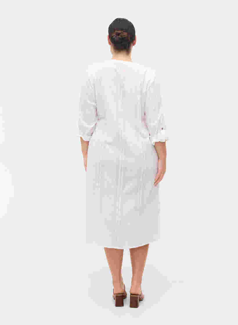 Hemdkleid aus Baumwolle mit 3/4-Ärmeln, Bright White, Model image number 1