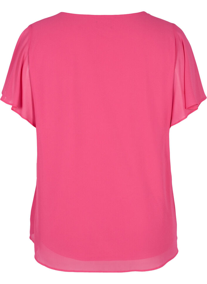 Bluse mit kurzen &Auml;rmeln, Magenta, Packshot image number 1