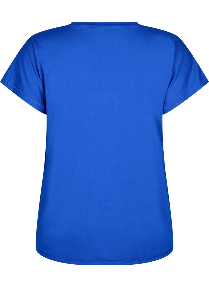 Lockeres Trainings-T-Shirt mit V-Ausschnitt, Blau, Packshot image number 1