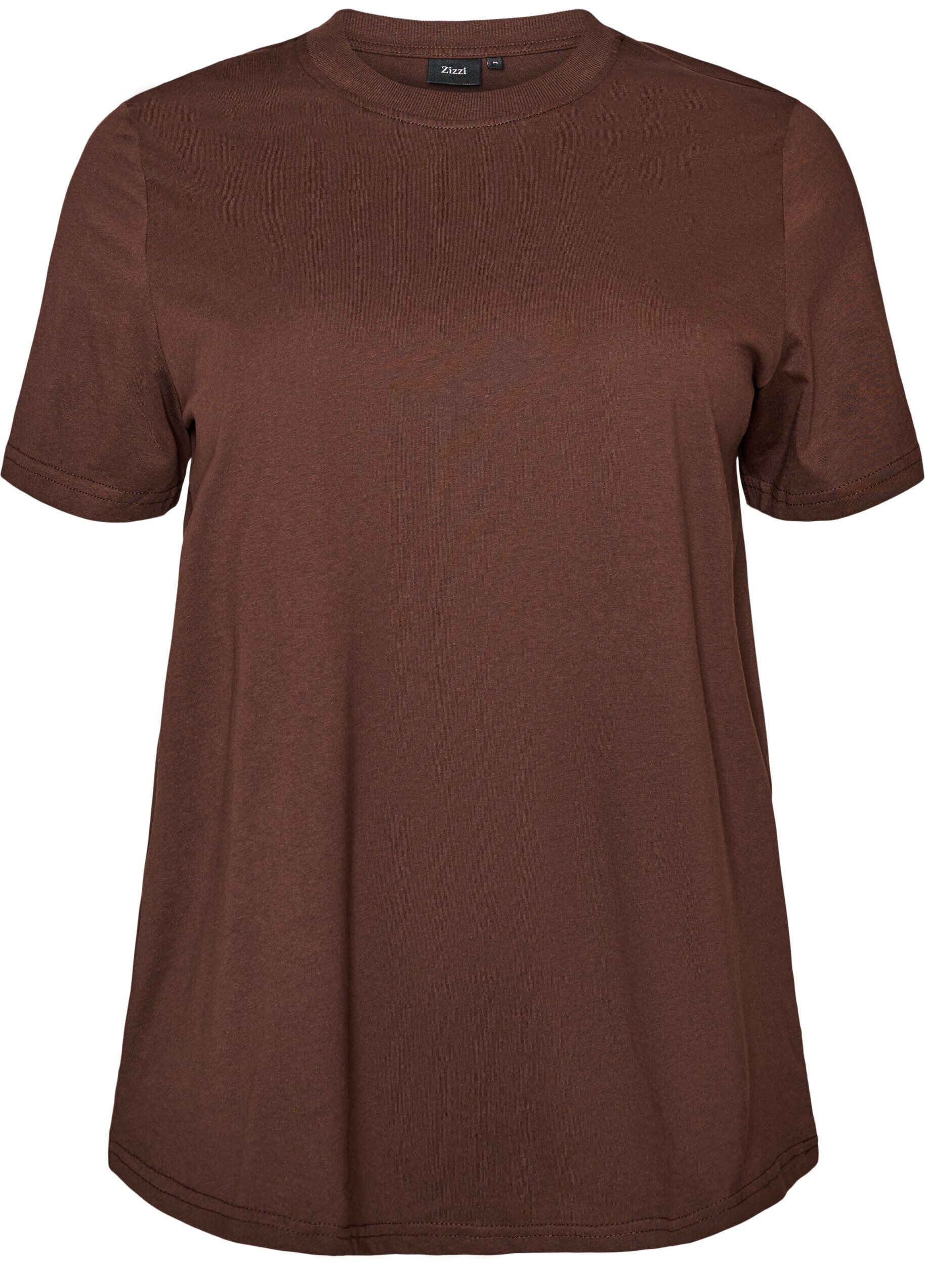 ZizziBasic-T-Shirt aus Baumwolle mit Rundhalsausschnitt, Braun, Packshot image number 0
