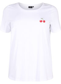 T-Shirt aus Baumwolle mit aufgestickter Kirsche