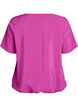 Bluse mit kurzen Ärmeln und elastischem Saum, Pink, Packshot image number 1