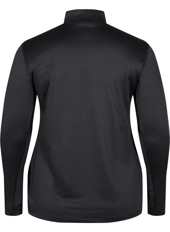 Hochgeschlossenes Sporttop mit Reißverschluss, Black, Packshot image number 1
