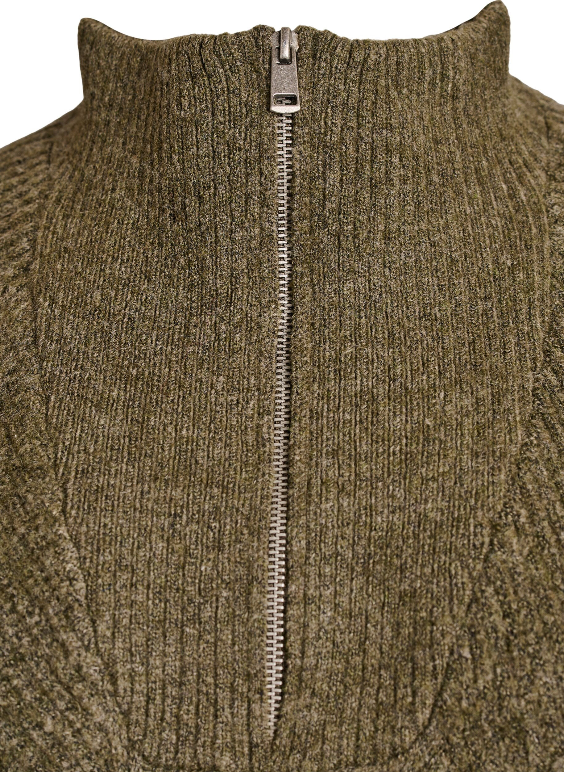 ZizziKnielanges Strickkleid mit hohem Kragen, Gr&uuml;n, Packshot image number 2