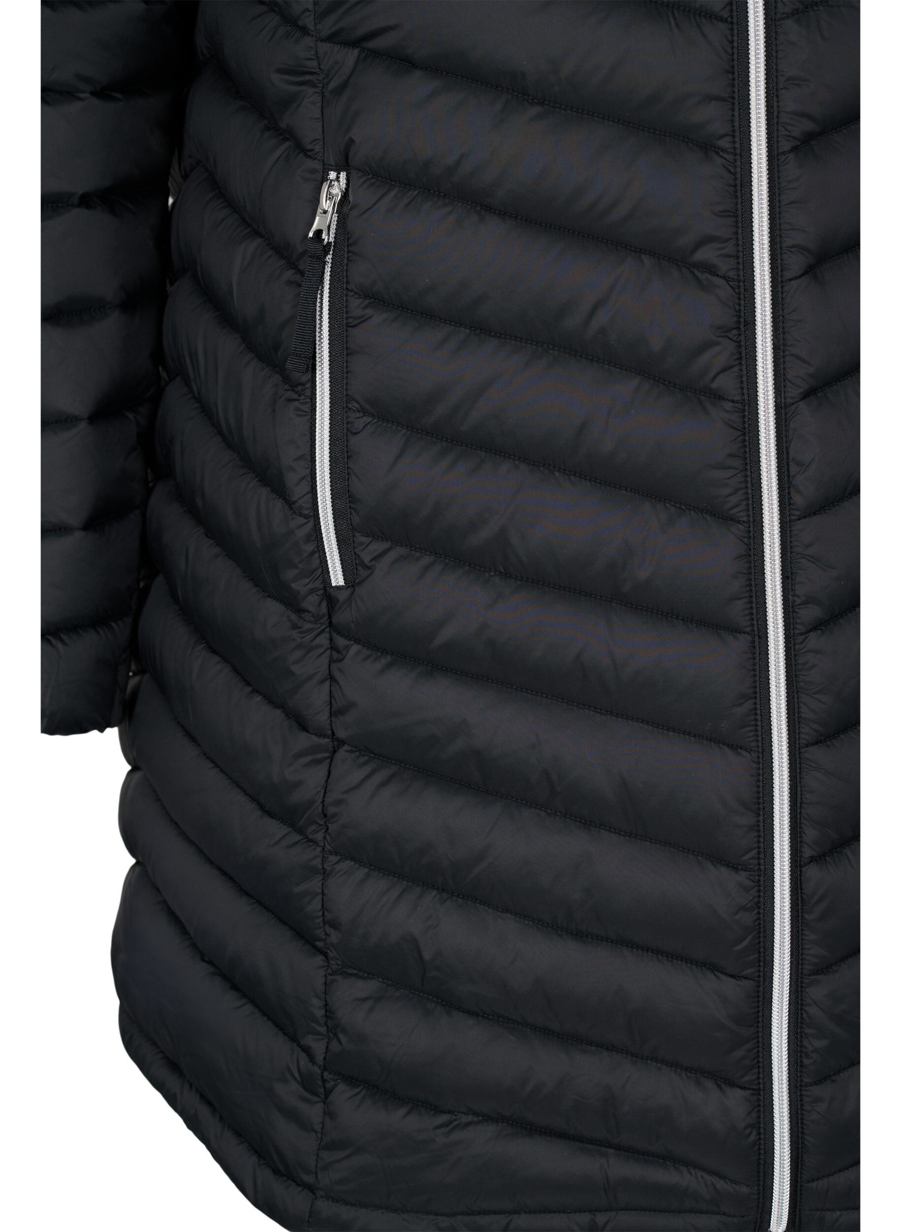 ZizziLeichte Jacke mit Taschen und abnehmbarer Kapuze, Schwarz, Packshot image number 3