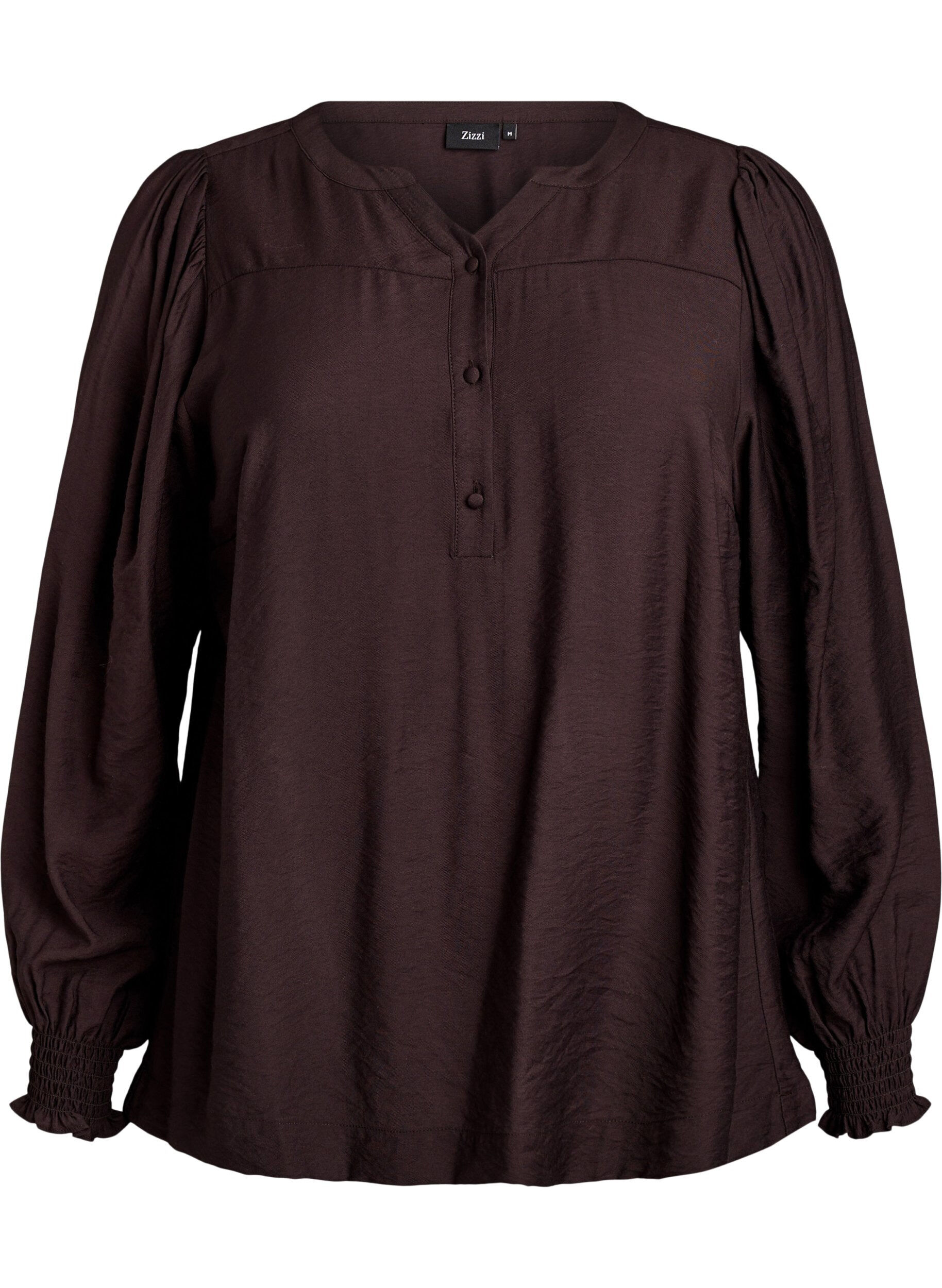 Viskose-Bluse mit Puff&auml;rmeln und gerafften Details