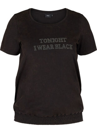 T-Shirt mit Smock aus Bio-Baumwolle, Black, Packshot image number 0