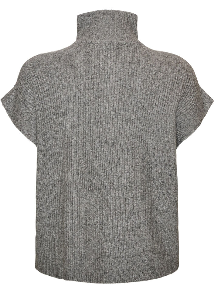 Strickweste mit hohem Kragen und kurzem Rei&szlig;verschluss, Grau, Packshot image number 1