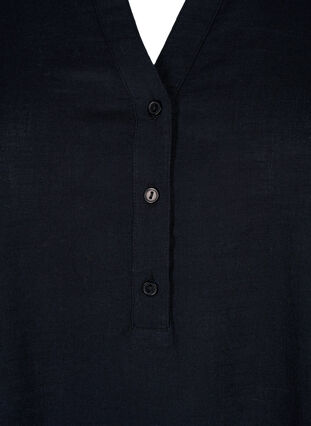 Hemdbluse aus Baumwolle mit V-Ausschnitt, Black, Packshot image number 2