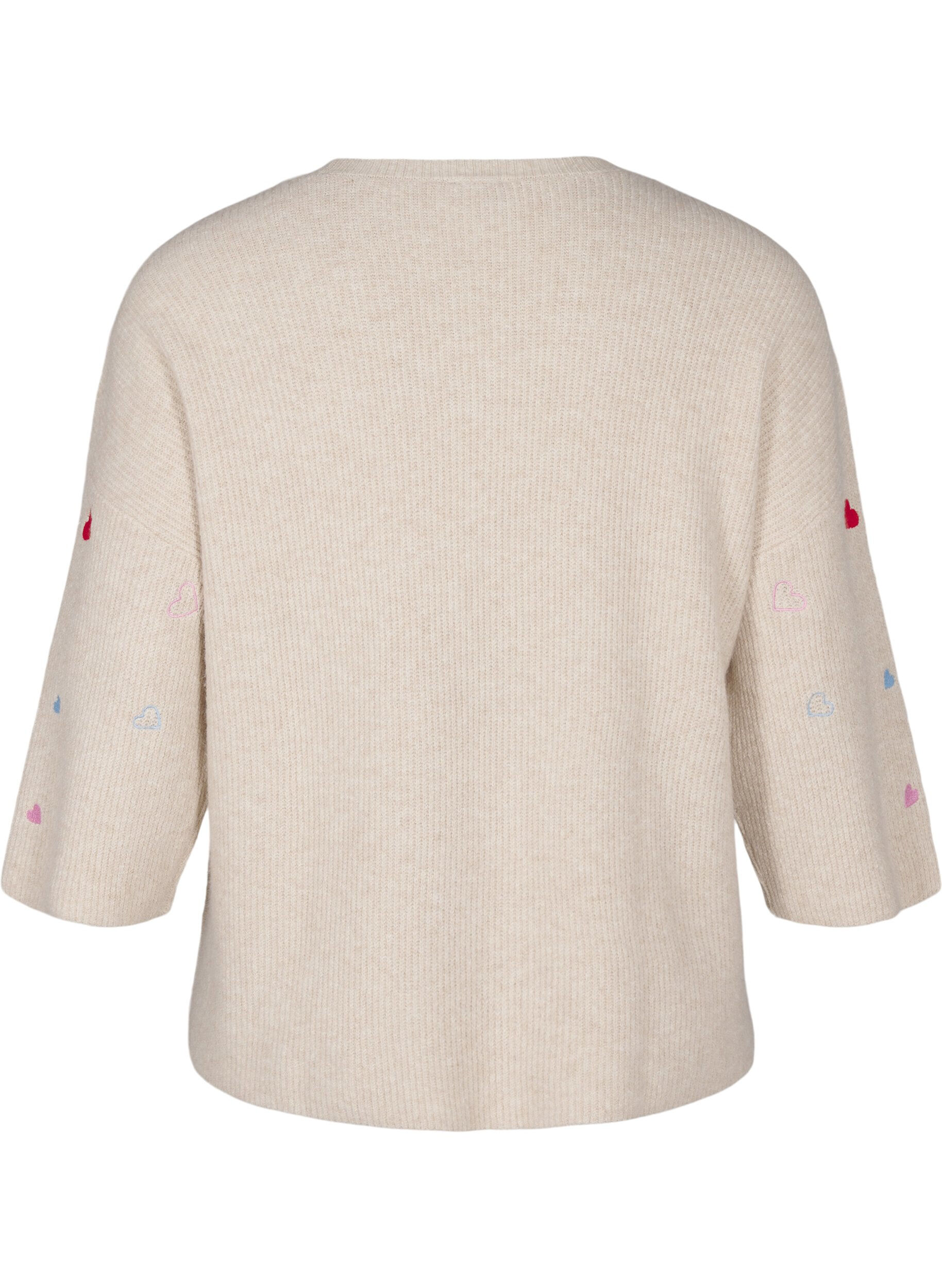 ZizziStrickbluse mit Herzen und 3/4-&Auml;rmeln, Beige, Packshot image number 1