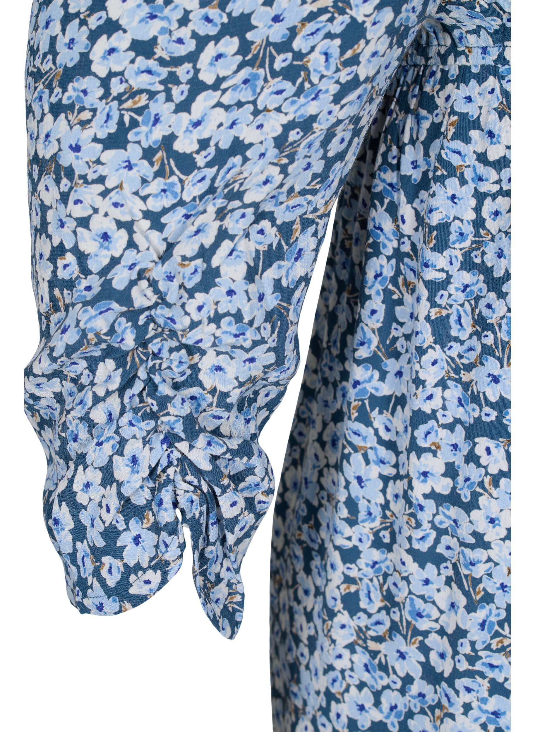 ZizziSchwangerschaftsbluse aus Viskose mit Blumenprint, Blue Flower AOP, Packshot image number 3