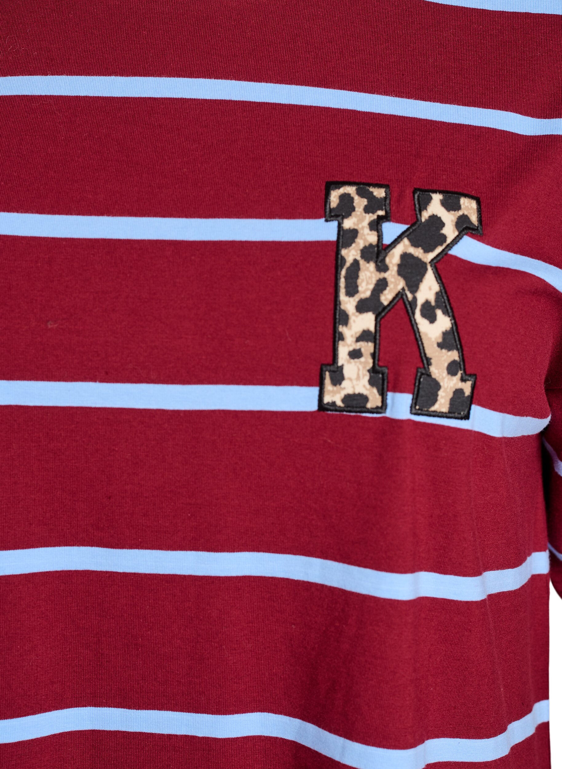ZizziT-Shirt mit Streifen und Leoparden-Detail, Rot, Packshot image number 2