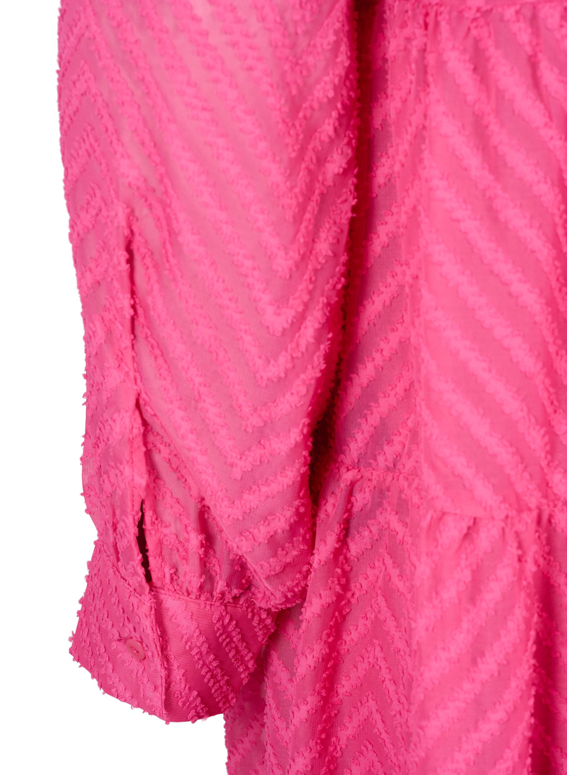 ZizziStrukturiertes kurzes Kleid mit R&uuml;schenkragen, Magenta, Packshot image number 3