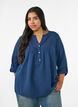 Bluse aus Baumwollmusselin mit Lochstickerei, Blau, Model image number 0