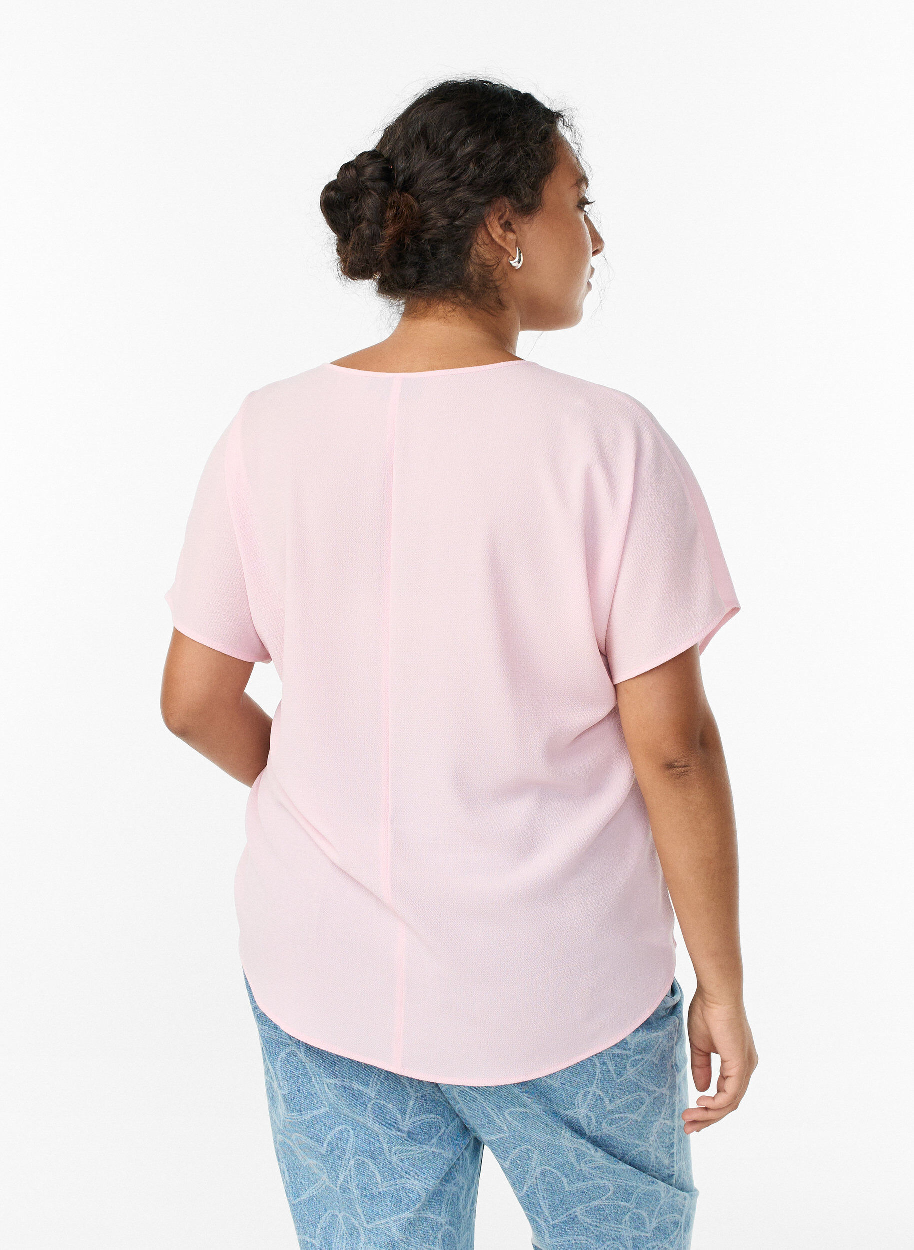 ZizziBluse mit kurzen &Auml;rmeln und Rundhalsausschnitt, Pink, Model image number 2