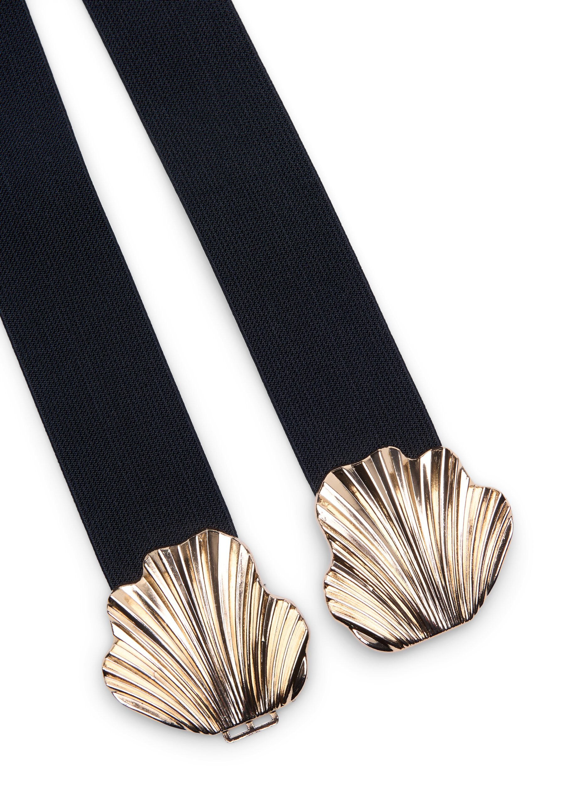 ZizziDehnbarer Tailleng&uuml;rtel mit goldfarbener Schnalle, Black, Packshot image number 1