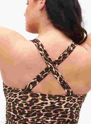 Badeanzug mit gekreuztem Rücken und herausnehmbaren Einsätzen, Leopard Print, Model image number 2