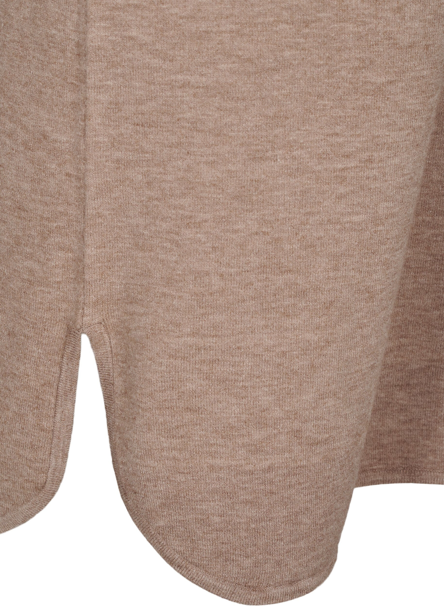 ZizziStrickkleid mit Rundhalsausschnitt und Strickmuster, Fossil Mel., Packshot image number 3