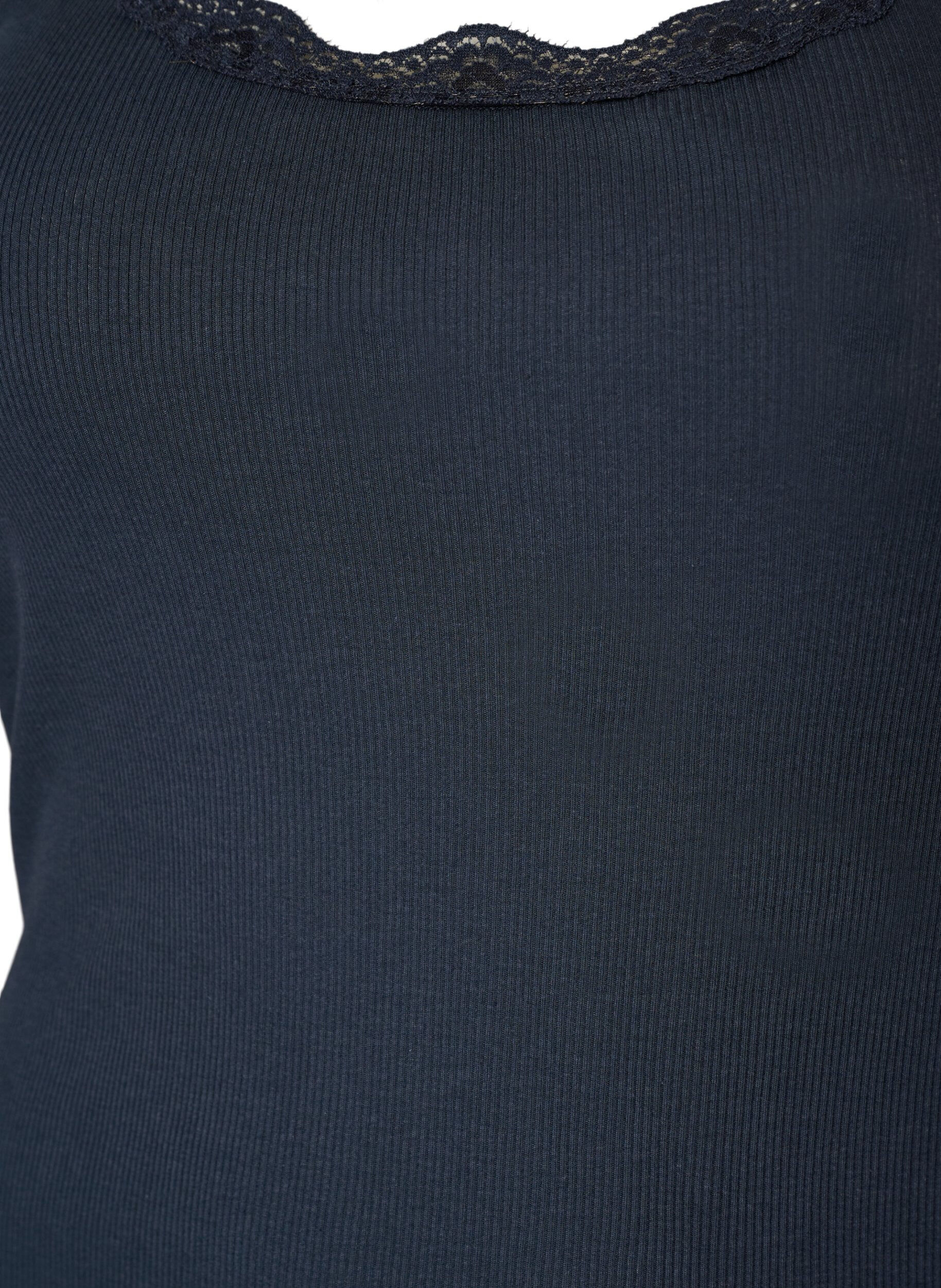 ZizziTop mit Spitzensaum, Blau, Packshot image number 2