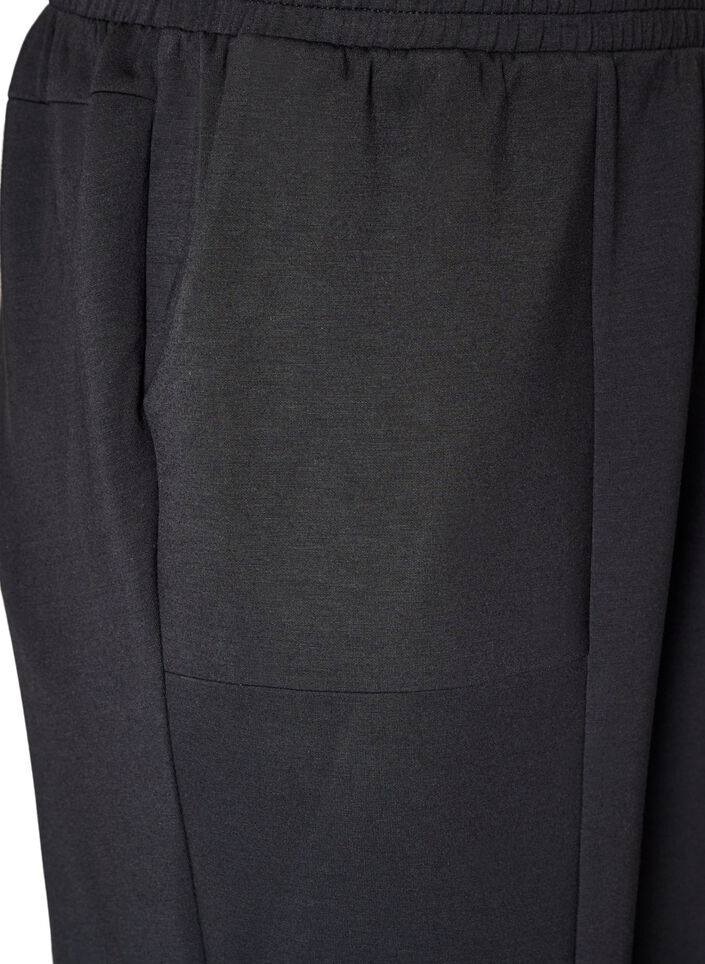 Lockere Hose aus Jersey mit hoher Taille und Taschen, Schwarz, Packshot image number 2