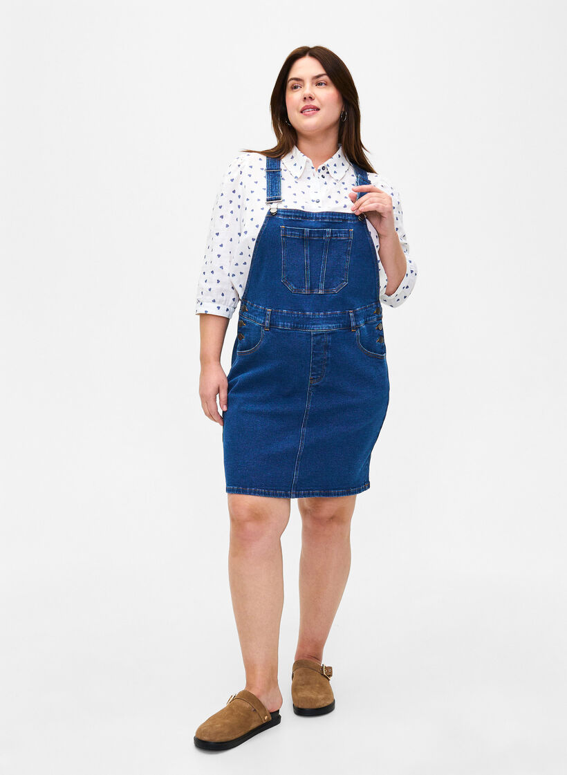Denim Dungarees Kleid, Blau, Model image number 1