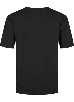 T-Shirt aus Bio-Baumwolle mit Schmucksteinen, Black, Packshot image number 1