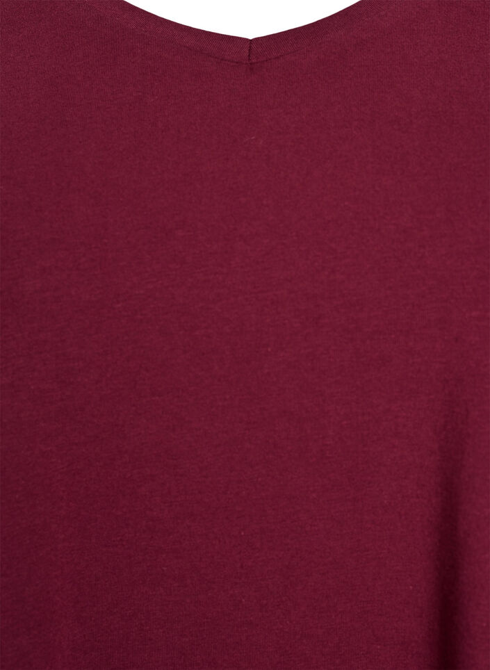 Einfarbiges basic T-Shirt aus Baumwolle, Dunkles Bordeaux, Packshot image number 2