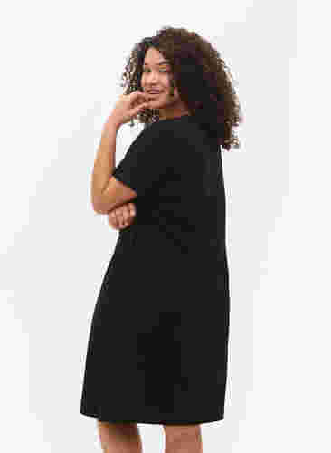 Nachthemd aus Baumwolle mit kurzen Ärmeln, Black w. Self, Model image number 1