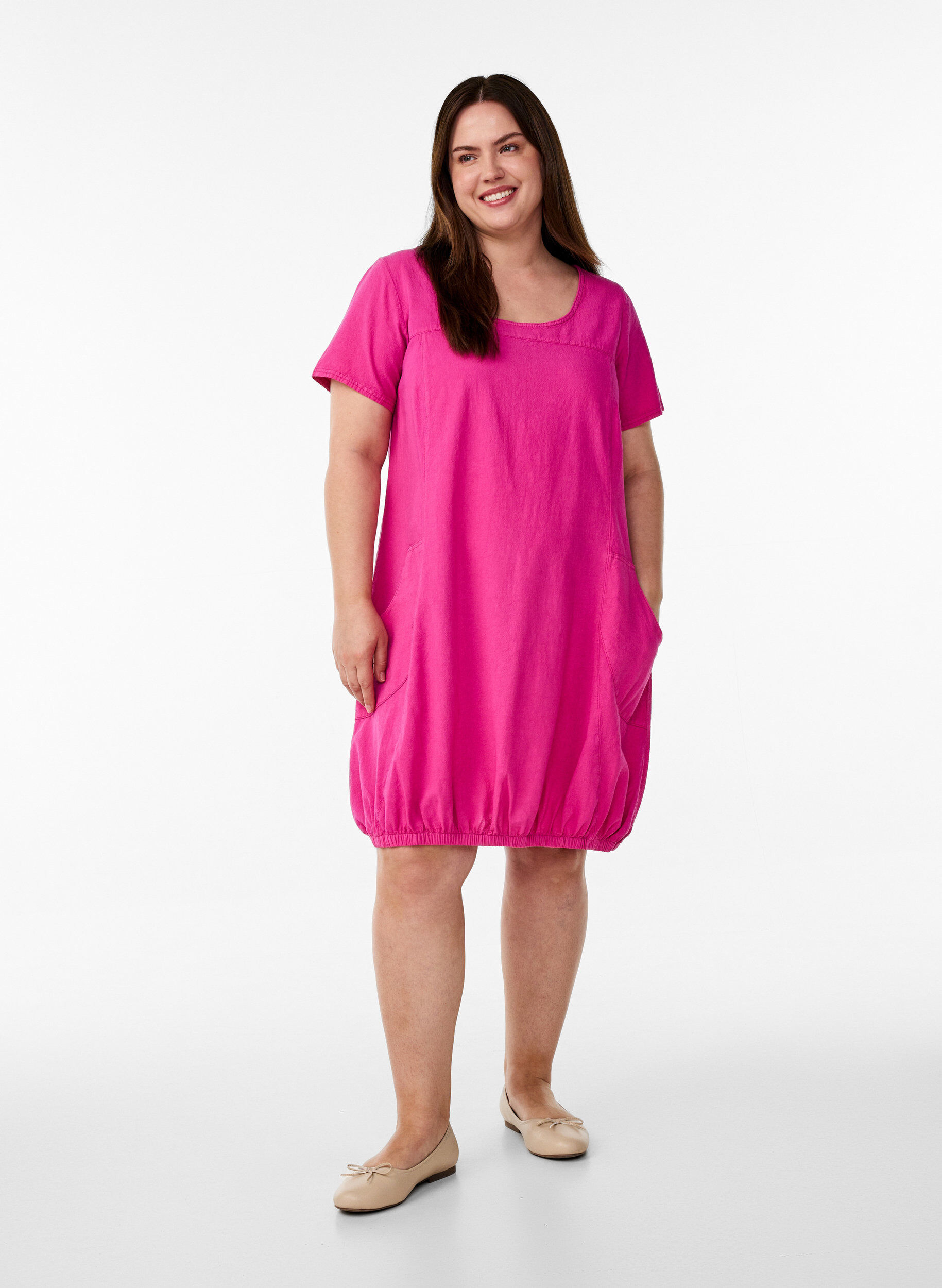 ZizziBaumwollkleid mit kurzen &Auml;rmeln, Rot, Model image number 1