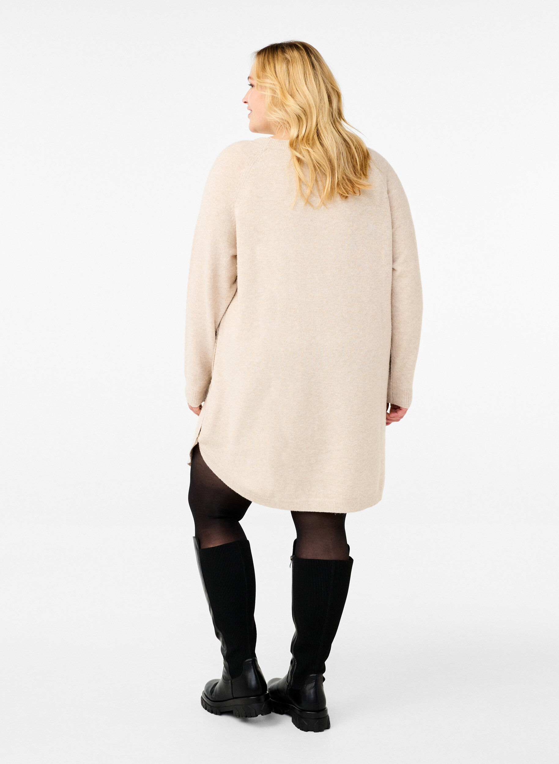 ZizziMelange-Strickkleid mit Kn&ouml;pfen, Pumice Stone Mel., Model image number 1