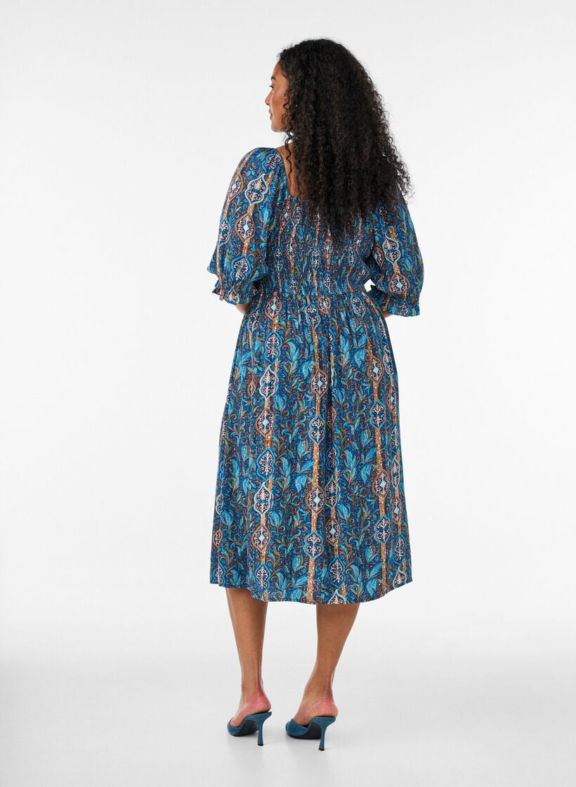 Sommerkleid aus Viskose mit Paisleymuster, Blau, Model image number 1