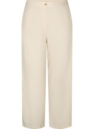 Hose mit hoher Taille aus Baumwolle und Leinen, Whitecap Gray, Packshot image number 0