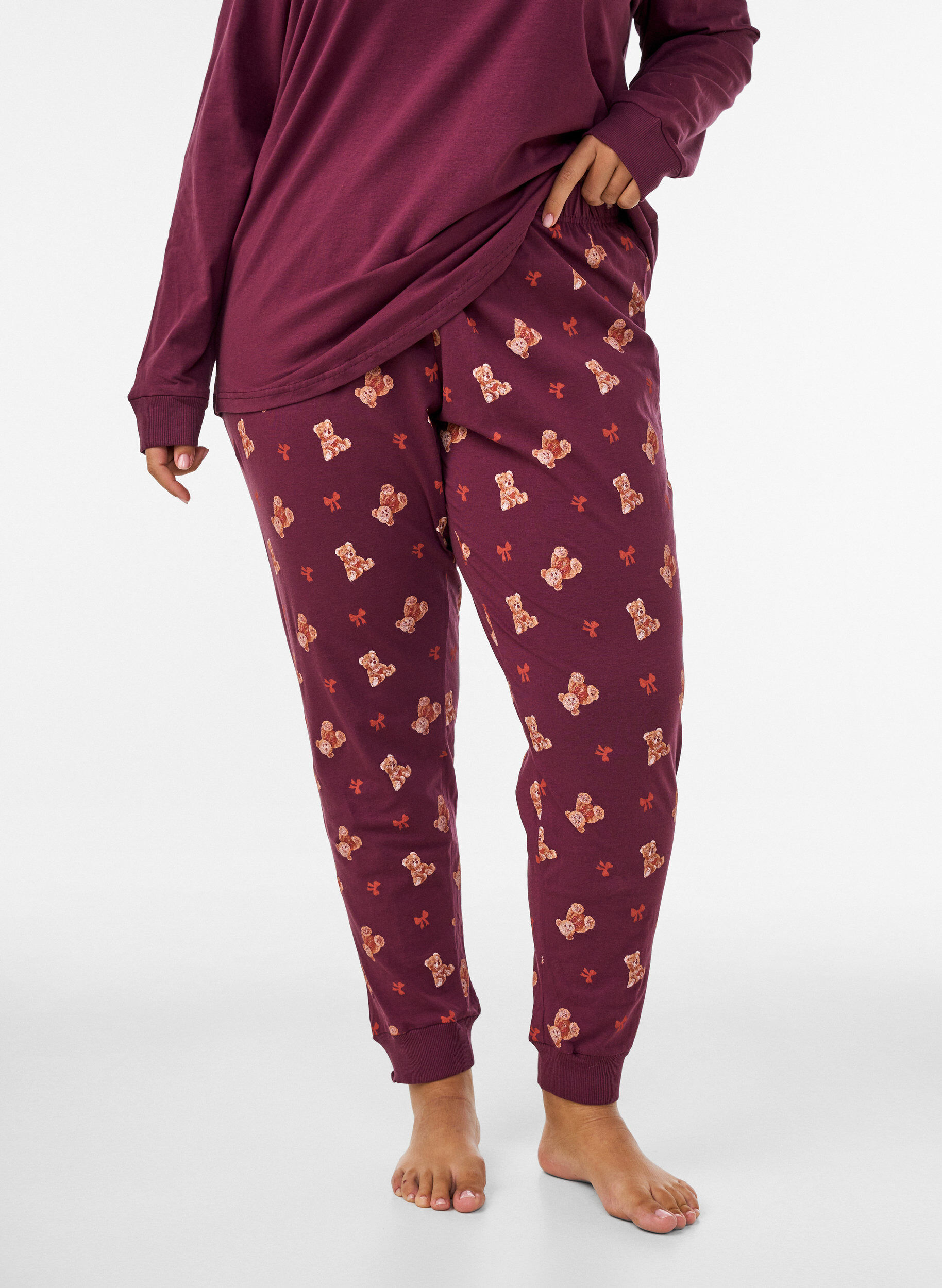 Bedruckte Pyjamahose, Rot, Model