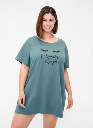 Oversize Nachtshirt aus Bio-Baumwolle, Balsam Green, Model image number 0
