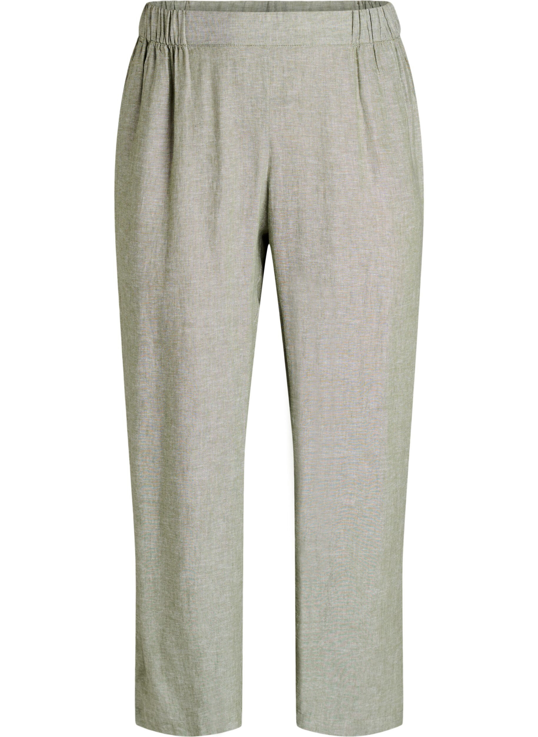 ZizziLockere Hose aus Leinen und Viskose, Gr&uuml;n, Packshot image number 0