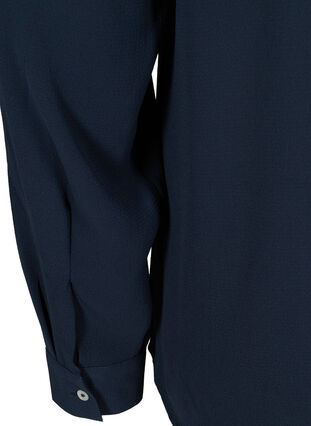 Bluse mit V-Ausschnitt und Knopfdetails, Navy Blazer, Packshot image number 3